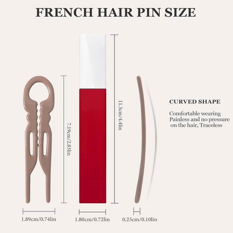 Sunolga 10 PCS 2.83 in Small French Hair Pins for Women, Prestige Hair Pins for All Hair, Curved Shape for Better Head Fit Hair Accessories, Serrated Anti-Slip Design Hairpins - Image 2